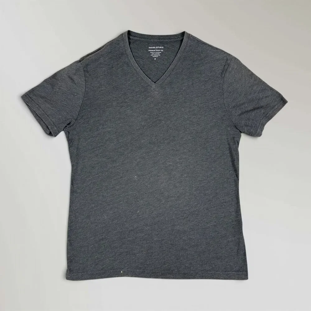 Banana Republic Men's Premium Wash Tee V-Neck Blue Gray Size M - Bundle of 2